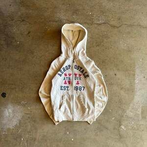 Vintage Aeropostale Y2K Zip Up Hoodie Off White Size Small